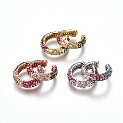 Brass Micro Pave Cubic Zirconia Cuff Earrings EJEW-L234-59-1
