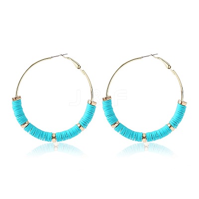Bohemia Style Colorful Clay Beads Hoop Earrings JQ3310-11-1