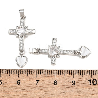 Brass Micro Pave Clear Cubic Zirconia Pendants CU-CBAA571-14P-1