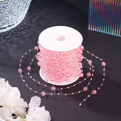 Acrylic Round Beaded Link Chains DIY-MB0007-001E-1