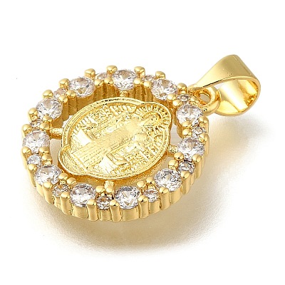 Rack Plating Brass with Cubic Zirconia Pendants KK-Z086-33G-10-1
