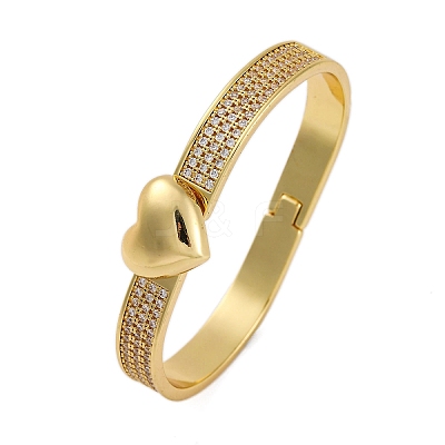 Rack Plating Brass Micro Pave Cubic Zirconia Hinged Bangles BJEW-H624-06C-G-1