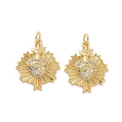 Rack Plating Brass Micro Pave Cubic Zirconia Pendants KK-C008-29G-1