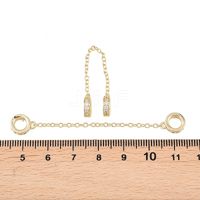 Brass Micro Pave Clear Cubic Zirconia Safety Chains KK-H257-01G-1