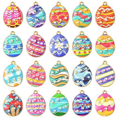 40Pcs 20 Styles Printed Alloy Pendants FIND-CJ0011-18-1
