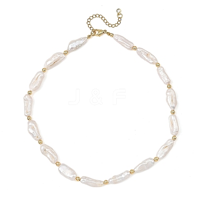 Natural Baroque Pearl Keshi Pearl Beaded Necklaces NJEW-JN06606-1