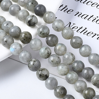 Natural Labradorite Round Beads Strands G-S158-8mm-1