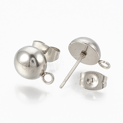 Non-Tarnish 201 Stainless Steel Stud Earring Findings LS-X-STAS-Q225-16A-8mm-1