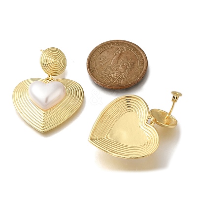 Rack Plating Heart Brass Dangle Stud Earrings EJEW-H143-16G-1