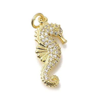 Brass Micro Pave Cubic Zirconia Pendants X-KK-R002-18G-1