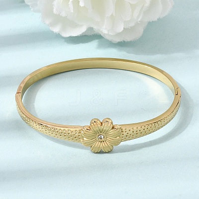 304 Stainless Steel Crystal Rhinestone Hinged Cuff Bangles for Women SA-CBA61B8-07G-1