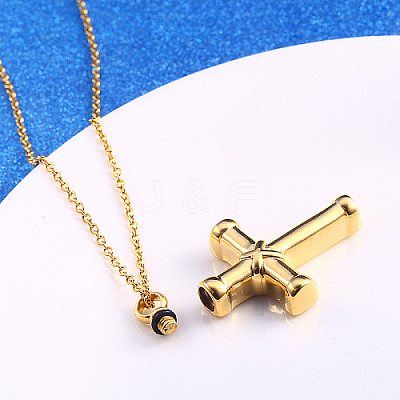304 Stainless Steel Religion Cross Pendant Necklace QH8600-1-1