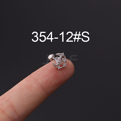 316L Stainless Steel Micro Pave Cubic Zirconia Cartilage Earrings WG094CA-12-1
