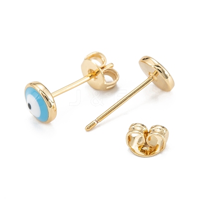 Brass Enamel Stud Earrings EJEW-D274-02G-01-1