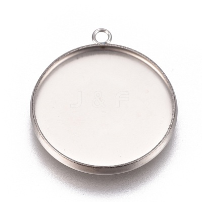 Non-Tarnish 304 Stainless Steel Pendant Cabochon Settings STAS-G127-13-20mm-P-1