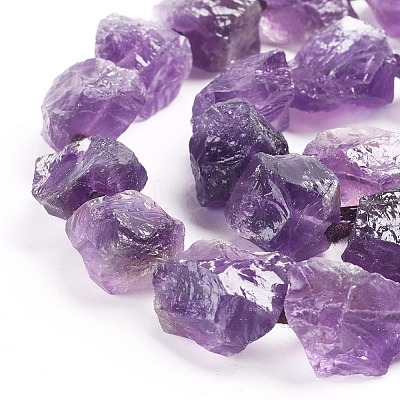 Raw Rough Natural Amethyst Beads Strands G-G838-01-1
