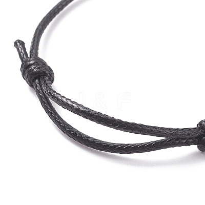 Natural Black Agate(Dyed & Heated) Disc Beaded Cord Bracelet BJEW-JB07686-03-1