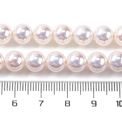 UV Plating Pearlized Glass Pearl Beads Strands GLAA-F128-01B-T02-1