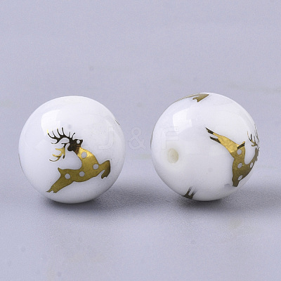 Christmas Opaque Glass Beads X-EGLA-R113-03C-1
