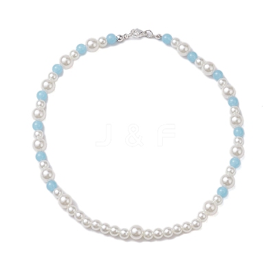 Acrylic Pearl & Luminous Beaded Necklaces for Women NJEW-JN04909-1