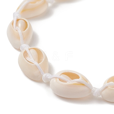 Natural Cowrie Shell Braided Beaded Anklets AJEW-AN00516-01-1
