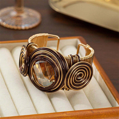 Flat Round Zinc Alloy &  Cuff Bangles FS-WG8CC9C-01-1