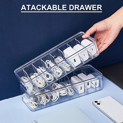 Rectangle Plastic Cable Organizer Storage Boxes PW-WG97164-01-1