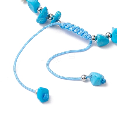 Synthetic Turquoise Beads with Natural Magnesite Anklet for Women AJEW-AN00576-01-1
