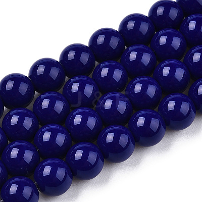 Opaque Solid Color Glass Beads Strands X-GLAA-T032-P8mm-03-1