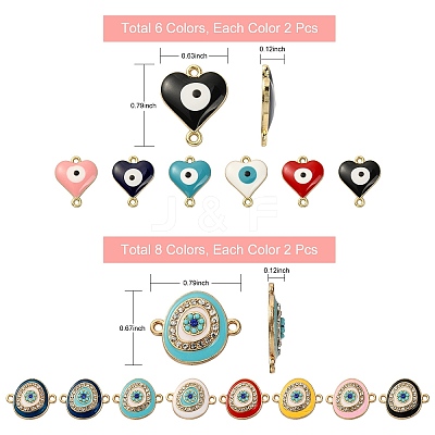 28Pcs 14 Style Rack Plating Alloy Enamel Link Connectors ENAM-SZ0002-60-1