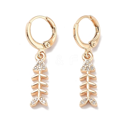 Real 18K Gold Plated Brass Dangle Leverback Earrings EJEW-L269-023G-1