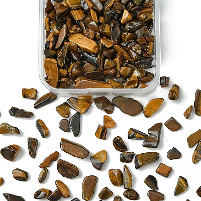 50G Natural Tiger Eye Chip Beads G-YW0001-80-1