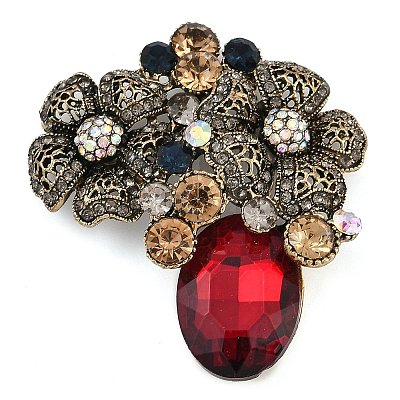 Zinc Alloy Colorful Rhinestone Brooch JEWB-U011-03AS-05-1