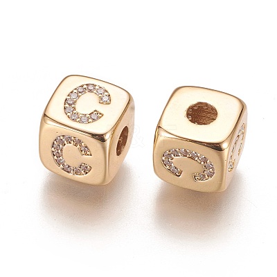 Brass Micro Pave Cubic Zirconia Beads KK-K238-16G-C-1