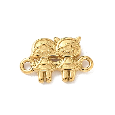 304 Stainless Steel Two Girls Links Connector Charms KK-D503-14G-1