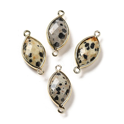 Natural Dalmatian Jasper Faceted Connector Charms G-K347-03G-12-1