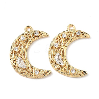 Brass Micro Pave Clear Cubic Zirconia Pendants KK-S531-18G-1