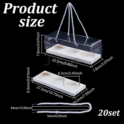 Folding Rectangle PET Plastic Portable Cupcake Gift Storage Box CON-WH0085-137A-1