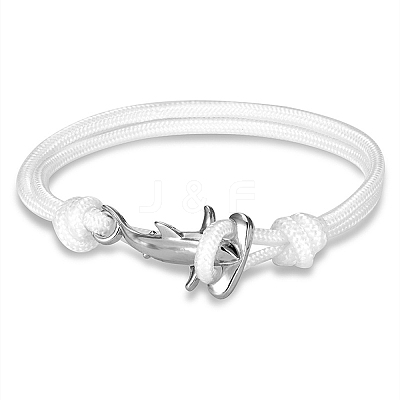 Survival Polyester Cord Bracelet with Alloy Shark Shape Clasps BJEW-WH0014-046P-04-1