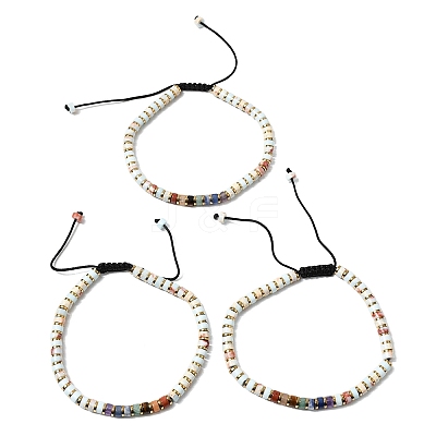 Natural Gemstone & Non-magnetic Hematite Beaded Adjustable Bracelets for Unisex BJEW-K251-09-1