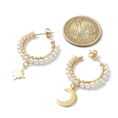 Star and Moon Asymmetrical Earrings EJEW-TA00307-1
