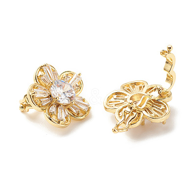 Brass Clear Cubic Zirconia Twister Clasps LS-KK-G420-35G-1