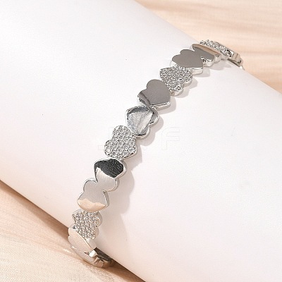 Brass Micro Pave Cubic Zirconia Bangles BJEW-C144-02P-1