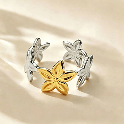 304 Stainless Steel Cuff Open Rings for Women WG42749-01-1