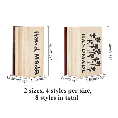 8Pcs 2 Styles Wooden Stamps DIY-OC0005-80-1