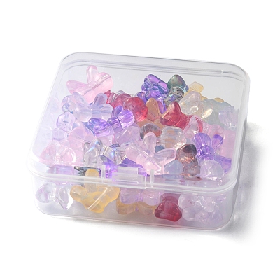 60Pcs 12 Style Transparent Spray Painted Glass Beads GLAA-FS0001-49-1