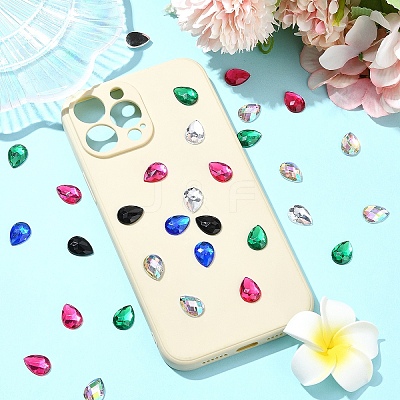 180Pcs 6 Colors Acrylic Rhinestone Flat Back Cabochons GACR-YW0001-04-1