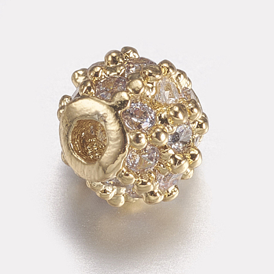 Brass Micro Pave Cubic Zirconia Beads ZIRC-E143-17A-G-1