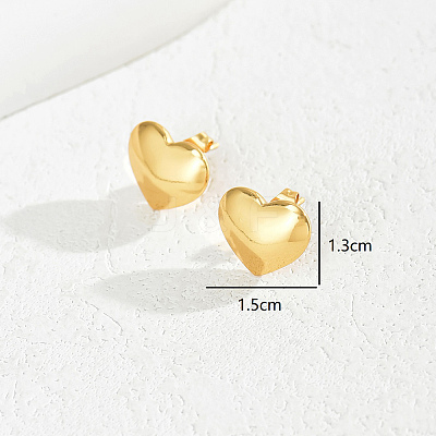 Romantic Smooth Heart 201 Stainless Steel Stud Earrings LS-JJ3371-1-1
