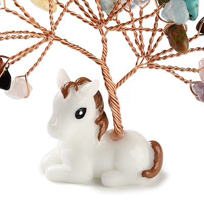 Natural Tiger Eye & Rose Quartz & Amethyst Chips Tree of Life Decorations DJEW-A017-01L-1